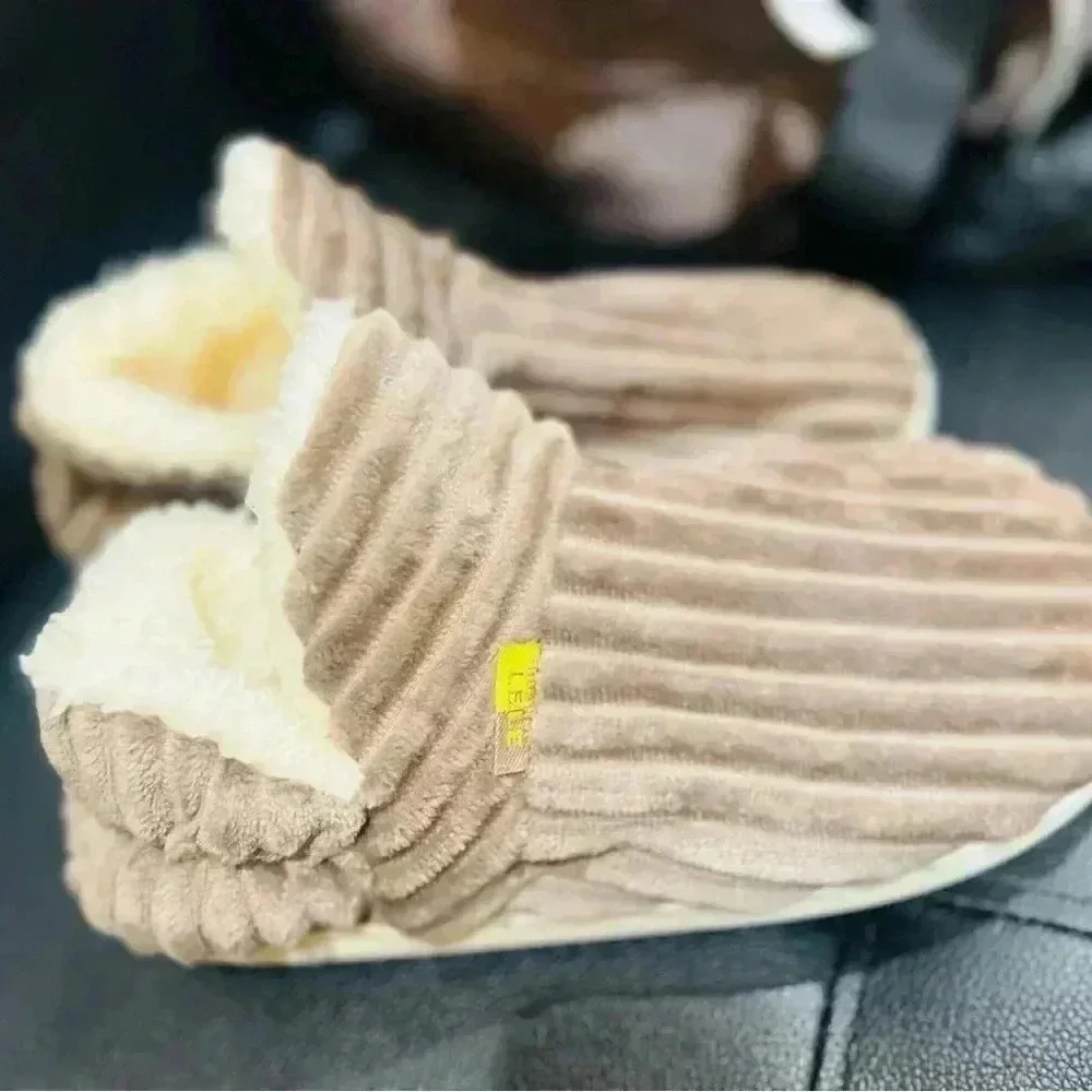 Letter Label Decor Fuzzy Slipper Boots size 5-7 new